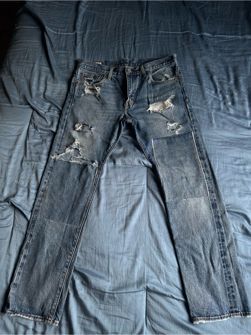 Levi's Distressed Blue Straight Jeans
